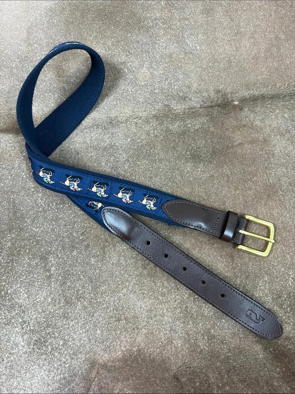 Vineyard Vines Kentucky Derby Horse Print Belt Sz 34